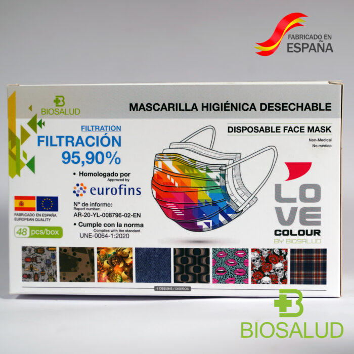 Mascarillas desechables estampadas Love Biosalud