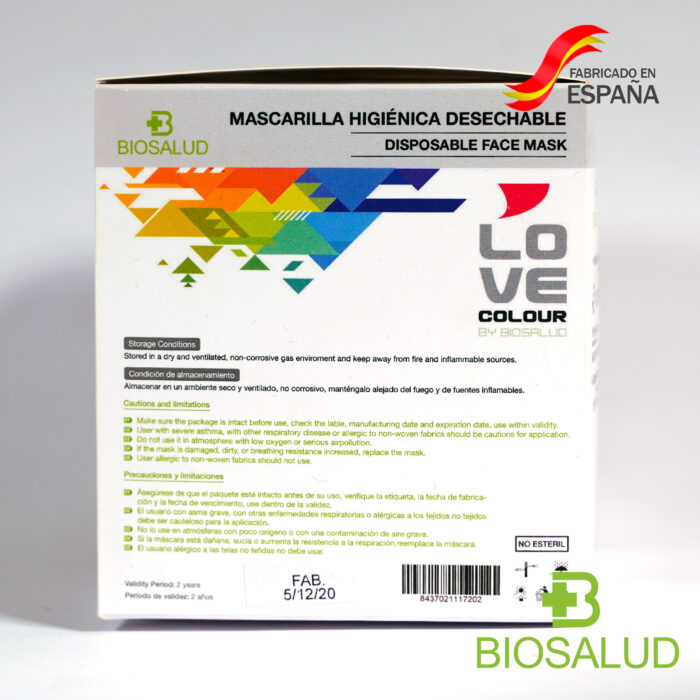 Mascarillas desechables estampadas Love Biosalud